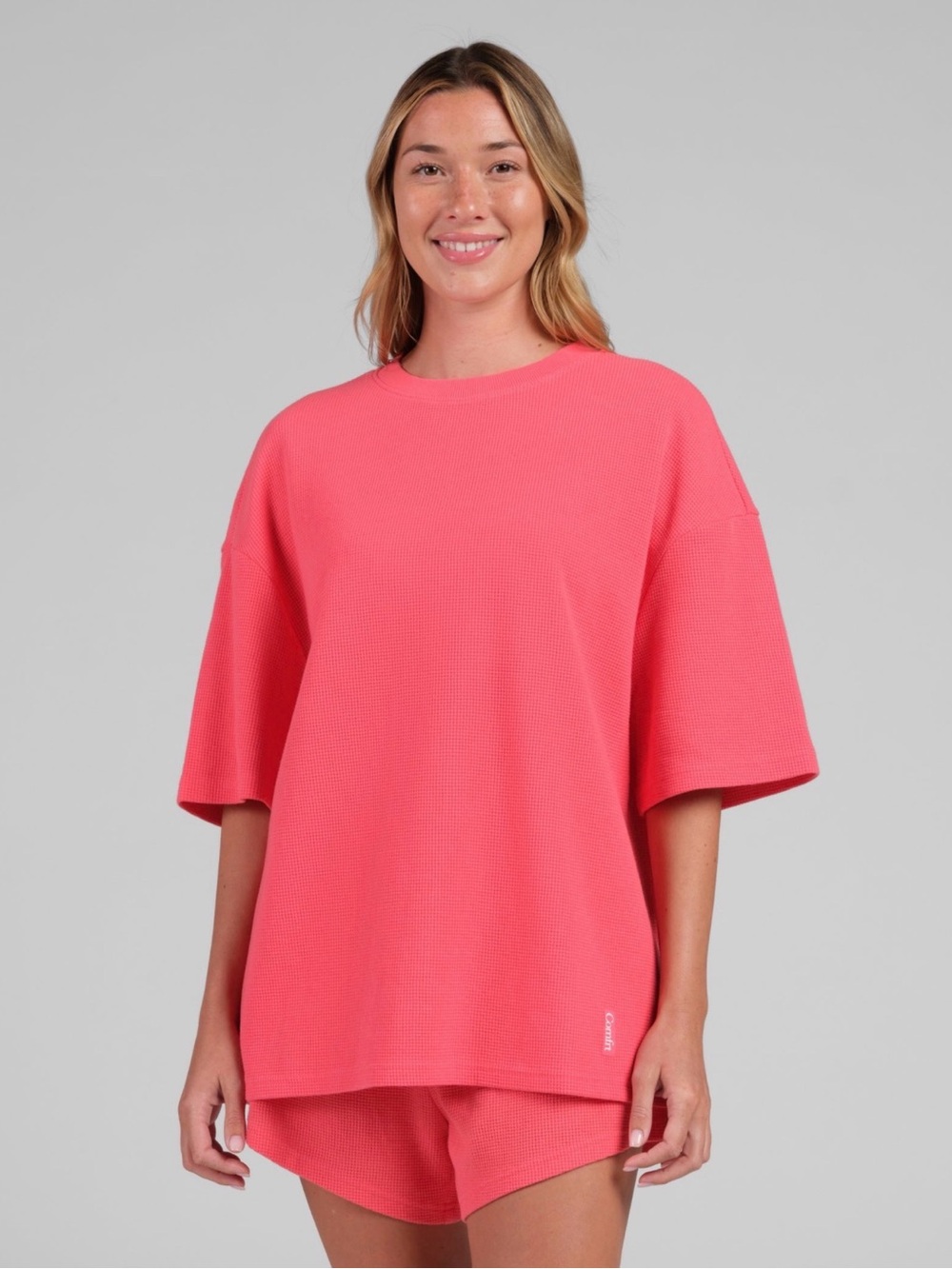 COMFRT WAFFLE LOUNGE TEE BERMUDA PINK - L